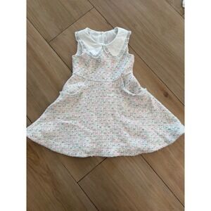 Janie and Jack Girls Pastel Tweed Dress Peter Pan Collar Metallic Size 6
